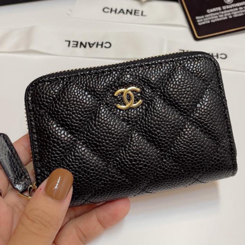 Chanel Zip Up Wallet in Black